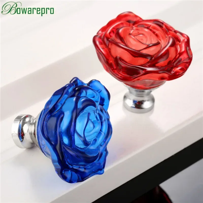 Door Handle Bar - bowarepro 50MM Crystal Rose Glass Handle