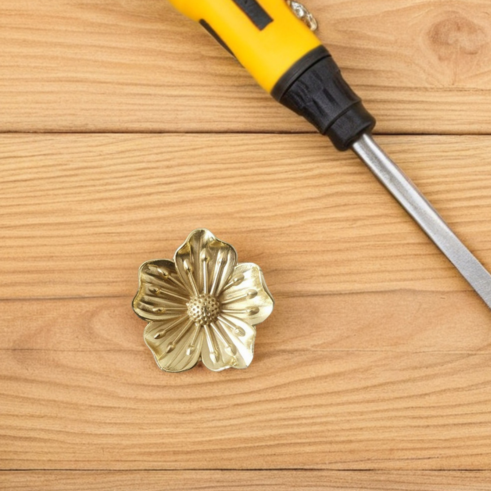 Furniture Hardware Vintage - 1Pcs Brass Flower Cabinet Pull Handle