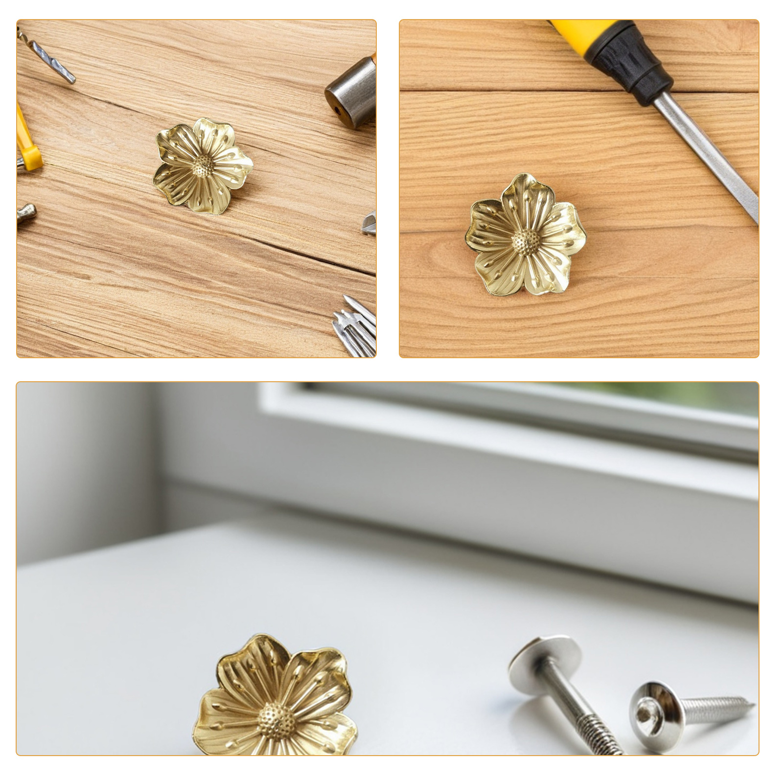 1Pcs Brass Flower Cabinet Pull - Furniture Hardware Vintage review and price